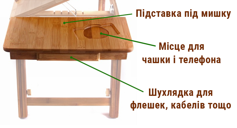 Фото 3 Бамбуковый столик для ноутбука UFT T26