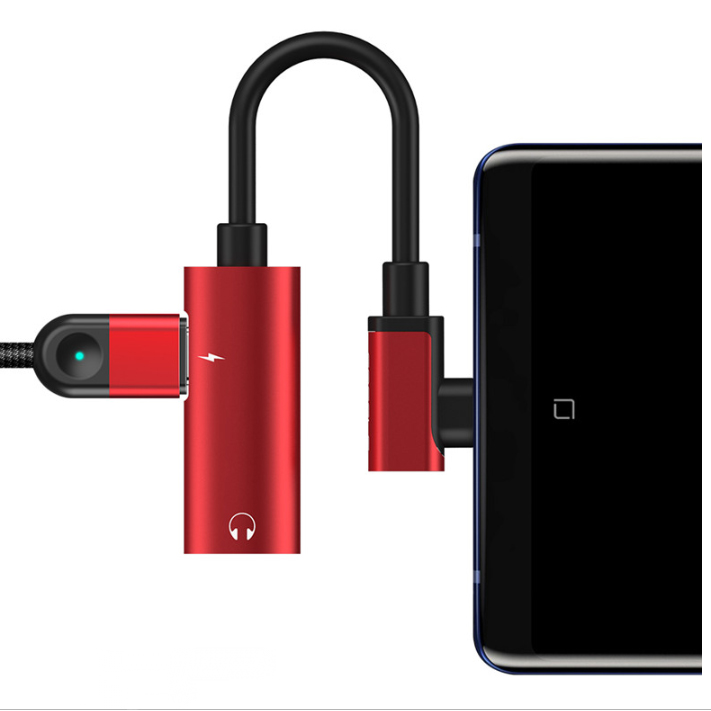 Фото 9 Адаптер-Переходник Type-C для зарядки телефона и подключения наушников Mini Jack 3.5мм MASSLINNA LA002 Red