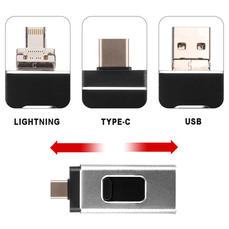 Фото 2 Флеш накопитель 64Gb USB Type A + Type C + Lightning UFT FD64