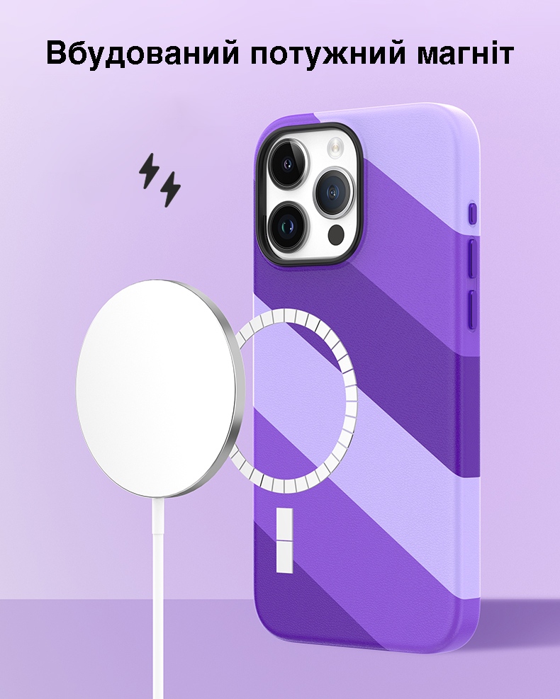 Фото 4 Цветной чехол для iPhone 15 Pro Max с магнитом MagSafe VOKAMO Purple