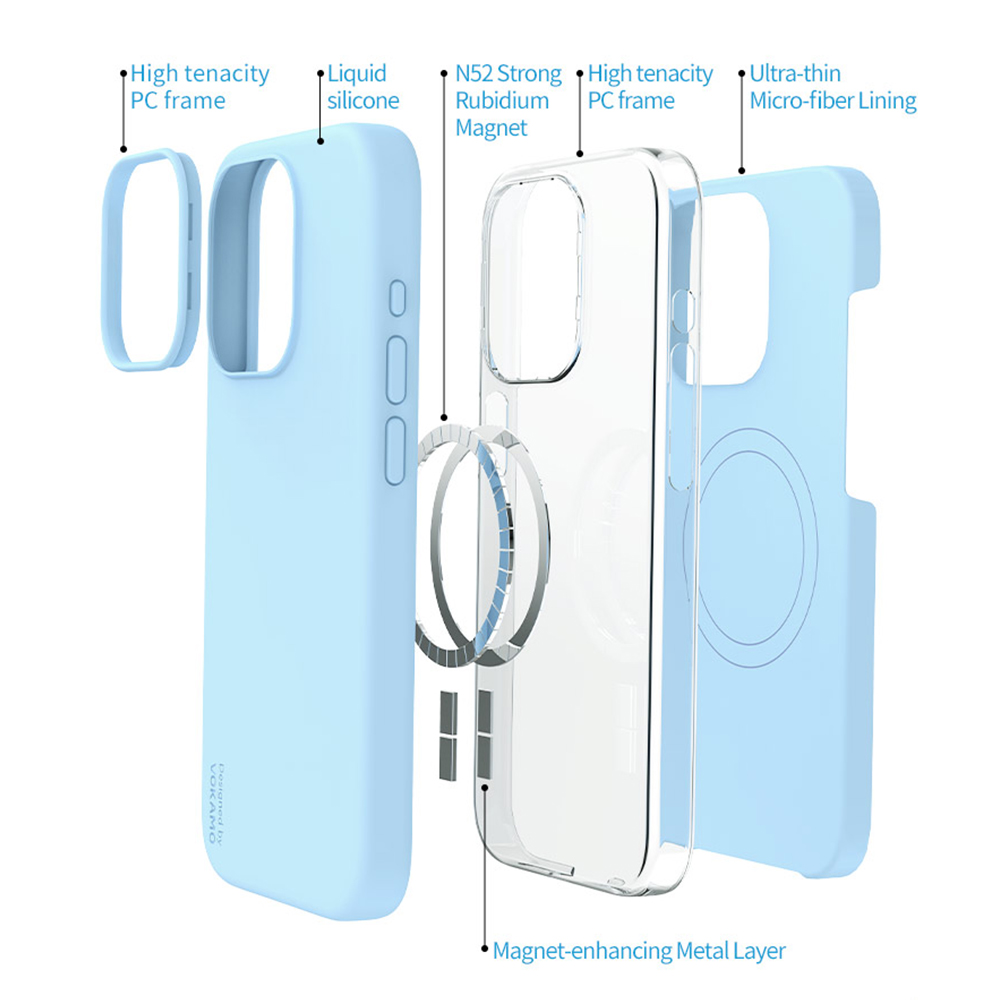 Фото 5 Жидкий силиконовый чехол для iPhone 15 Plus с магнитом MagSafe VOKAMO Blue