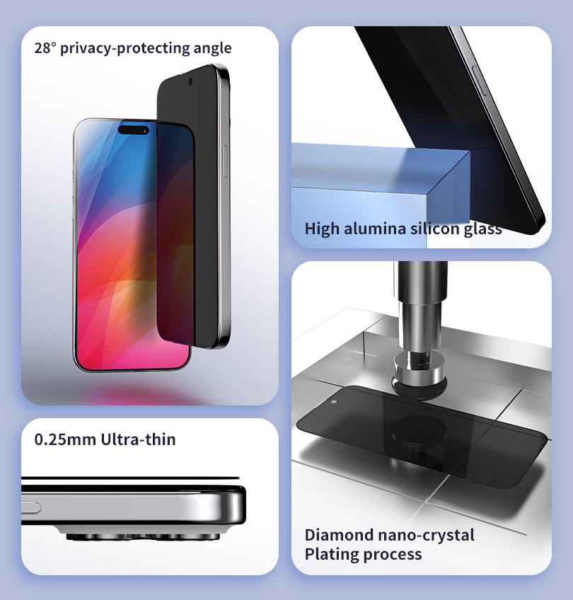Фото 11 Защитное стекло для iPhone 15 Plus VOKAMO Ocover Diamond Privacy Black