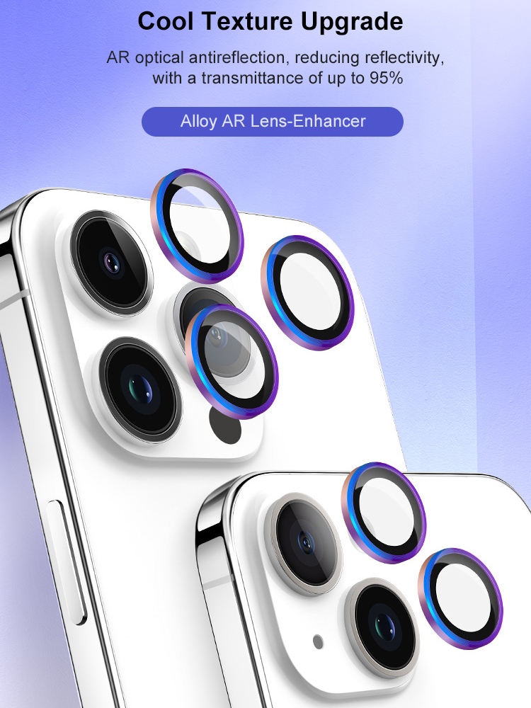 Фото 11 Защитное стекло для камеры iPhone 15 Pro/15 Pro Max VOKAMO Alloy AR Lens-Enhancer Colorful
