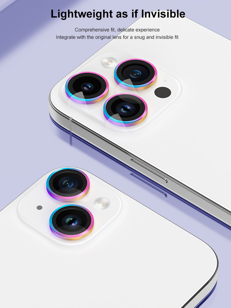 Фото 8 Защитное стекло для камеры iPhone 15 Pro/15 Pro Max VOKAMO Alloy AR Lens-Enhancer Colorful