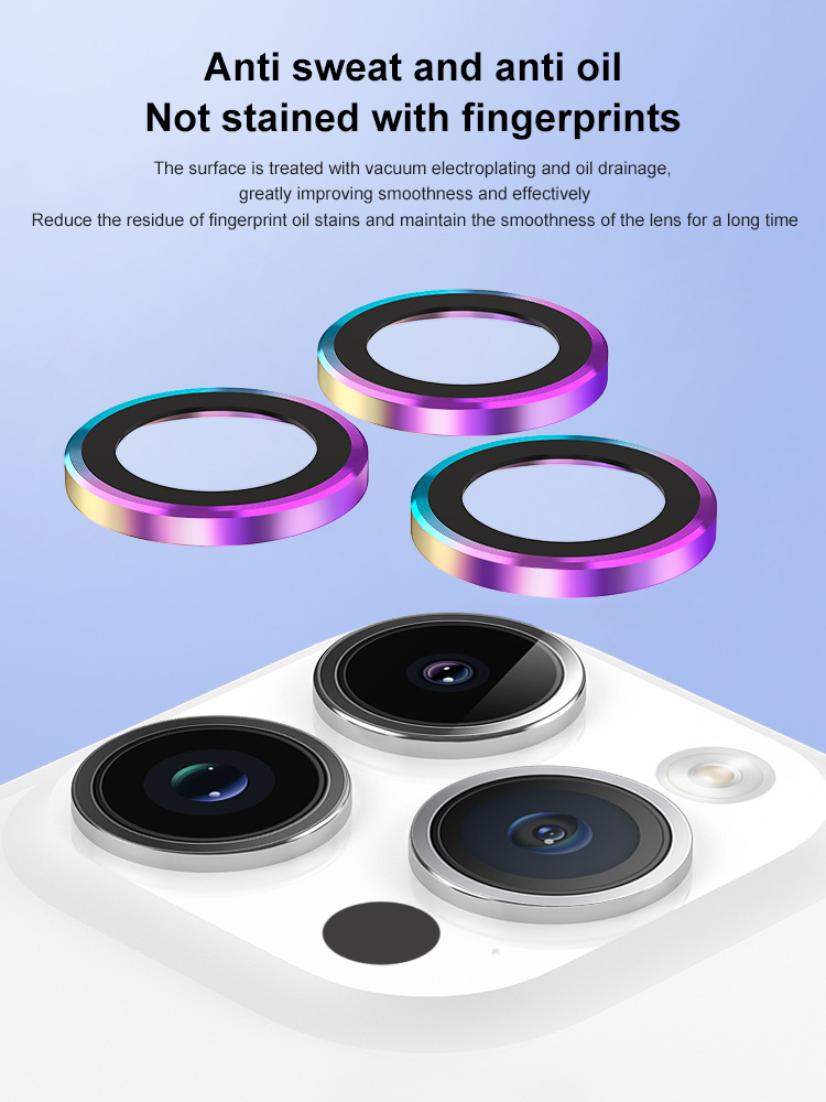 Фото 5 Защитное стекло для камеры iPhone 15 Pro/15 Pro Max VOKAMO Alloy AR Lens-Enhancer Colorful